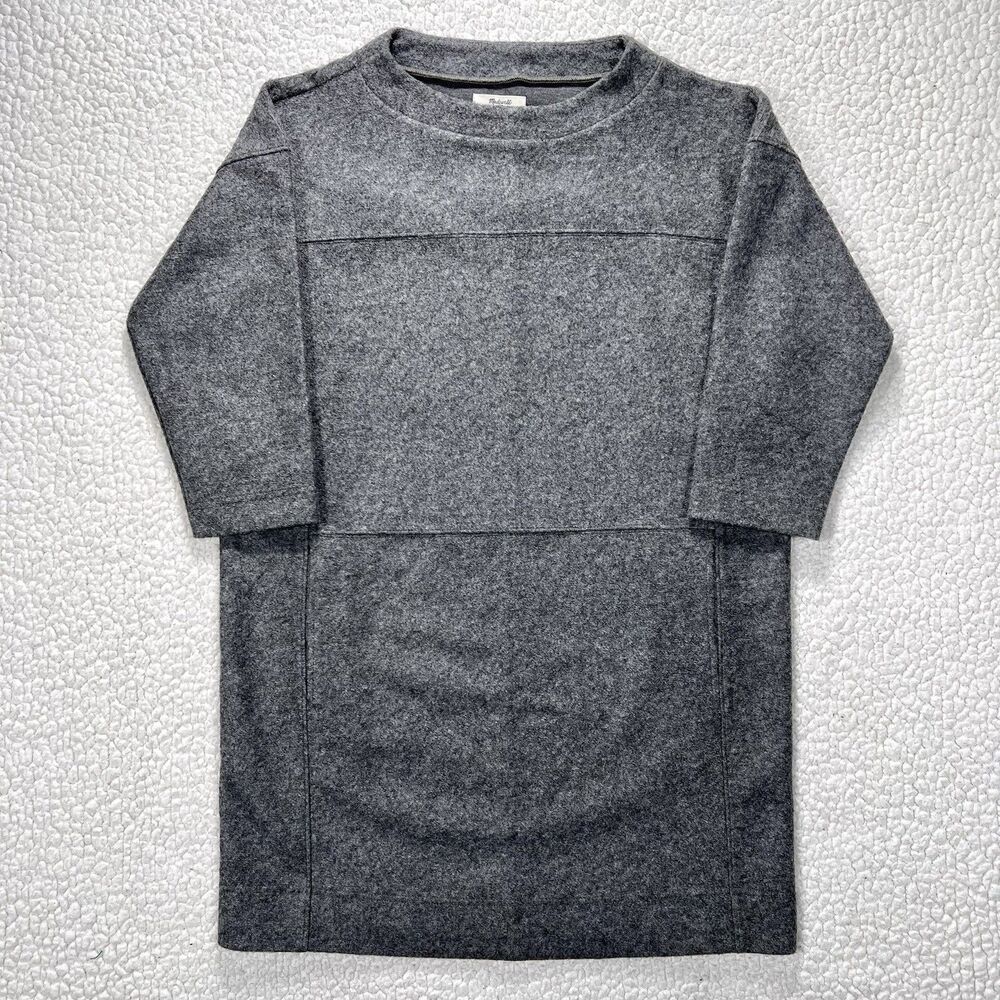Madewell Manuscript Dress‎ Women’s M Gray Wool Blend Pocket Modern Minimalist